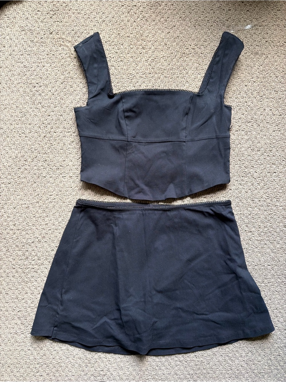 wild fable Black Cropped Tank and A-Line Mini Skirt Set